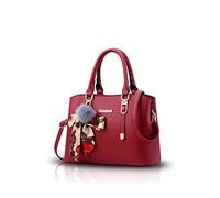 NICOLE & DORIS Sac à Main Femme Sac Porté Main Epaule en PU Cuir Sac à Bandoulière pour Dame Sac Femme Chic et élégant Besace Sacoche Vin Rouge