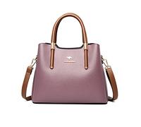 NICOLE & DORIS Sac à Main Femme Tendance Sac à Bandoulière Chic Sac Fourre Tout Moyen Modèle Sac Epaule en PU Cuir Sac D'épaule Simplicité avec Multipoches Violet
