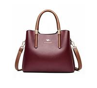 NICOLE & DORIS Sac à Main Femme Tendance Sac à Bandoulière Chic Sac Fourre Tout Moyen Modèle Sac Epaule en PU Cuir Sac D'épaule Simplicité avec Multipoches Bourgogne