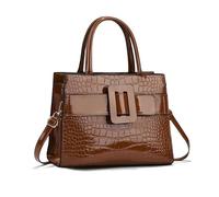 NICOLE & DORIS Sac à Main Femme Tendance Sac Fourre Tout Élégant Sacs Portés Epaule Croco Sac Bandoulière en PU Cuir Sac D'épaule Multipoches Sac Travail Marron