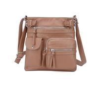 NICOLE & DORIS Sac à Main Femmes Sac avec Plusieurs Poches Sac Bandoulière Sac Porté épaule Sac en Cuir Souple Sac Messager étudiant Sac Besace Rose