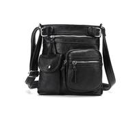 NICOLE & DORIS Sac à Main Femmes Sac avec Plusieurs Poches Sac Bandoulière Sac Porté épaule Sac en Cuir Souple Sac Messager étudiant Sac Besace Noir