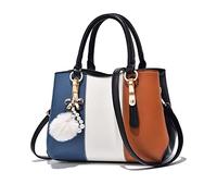 NICOLE & DORIS Sac a Main Femmes Sac Bandoulière Mode Sac Porté Epaule Multicolore Sac Fourre Tout Elégant Femme Pochette en PU Cuir Sac Crossbody avec Pompom Noir