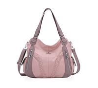 NICOLE & DORIS Sac à Main Femmes Sac en Simili Cuir Souple Sac à bandoulière de Décontracté Sac D'épaule Tendance Sac Fourre-Tout Dame Sac Epaule Rose