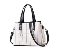 NICOLE & DORIS Sac à Main Femmes Sacs Bandoulière Rayures Sac Epaule Tendance Sacs Portés Main en PU Cuir Moyen Sac Fourre-Tout à Plusieurs Compartiments Blanc et Noir