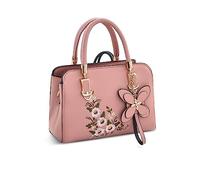 NICOLE & DORIS Sac a Main Fleur Femme Sac Bandoulière Petit Sac à Main Porté Epaule PU Cuir Sac D'épaule Impermeable avec Pendentif Rose