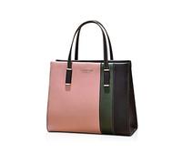 NICOLE & DORIS Sac à Main Multicolore Femme Sac Porté Epaule Elegant Sac Rayures PU Cuir Cabas Fourre-Tout Sac Bandoulière Mode Tendance Chic Rose Noir