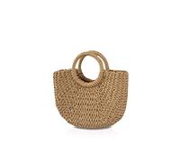 NICOLE&DORIS Sac à main Nouvelle Femme Été Sac de Plage Poignée Sac Rotin Sac de Paille Tissé Sac à Main pour Dame Kaki