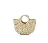 NICOLE&DORIS Sac à main Nouvelle Femme Été Sac de Plage Poignée Sac Rotin Sac de Paille Tissé Sac à Main pour Dame Beige