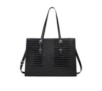 NICOLE & DORIS Sac a Main Ordinateur Femme 15.6 Pouces Sac Fourre Tout Grand Sac Cabas Bandoulière PU Cuir Sac Shopping Sac Tote pour Cours Travail Université Voyage Noir Crocodile
