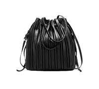 NICOLE & DORIS Sac a Main Pochette Femme Sacs Bandoulière Elegant Sac Epaule Impermeable Sacs Portés Main Plissée en PU Cuir Souple Sac Soiree Noir