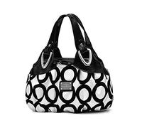 NICOLE & DORIS Sac à main pour femme à la mode en cuir PU pour femme Grand sac de fête avec imprimé floral, Motif cercle, L, Élégant, élégant