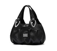 NICOLE & DORIS Sac à main pour femme à la mode en cuir PU pour femme Grand sac de fête avec imprimé floral, Noir, L, Élégant, élégant