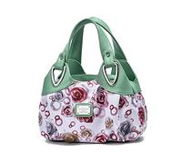NICOLE & DORIS Sac à main pour femme - Élégant - Grand sac à main moderne - Avec motif floral, Poignée verte/rose, L, Hobo