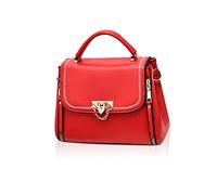 NICOLE & DORIS Sac à main pour femme - Petit sac élégant - Sac à bandoulière - Designer - En cuir synthétique - Avec bandoulière amovible, Rouge 1, L, Élégant