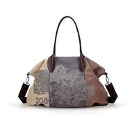 NICOLE & DORIS Sac à Main pour Femme Sac à l'épaule en Toile pour Femme Sac à bandoulière Grande Sac Hobo pour Femme Marron