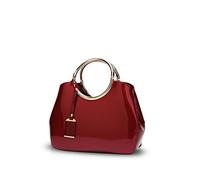 NICOLE&DORIS Sac à Main Vernis Femme Sac Pochette Bandoulière Sac Soiree Elegant Sac à Main Porté Epaule Impermeable Sac Crossbody Portefeuille Vin Rouge