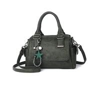 NICOLE & DORIS Sac Bandoulière Femme Cuir Rétro Messenger Crossbody Cartable à Main Poches Multiples Poignée Supérieure Vert