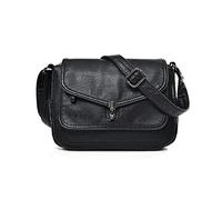NICOLE & DORIS Sac Bandoulière Femme Imperméable Sacs D'épaule Multi-Poches Sac Epaule Rétro Sacs à Main Portés épaule en Cuir PU Sac Messenger Léger Sac Crossbody Noir