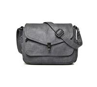 NICOLE & DORIS Sac Bandoulière Femme Imperméable Sacs D'épaule Multi-Poches Sac Epaule Rétro Sacs à Main Portés épaule en Cuir PU Sac Messenger Léger Sac Crossbody Gris