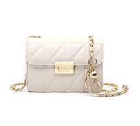 NICOLE & DORIS Sac Bandoulière Femme Petit Sac Cartable Chaine Sac à Main Porté Epaule PU Cuir Sac D'épaule Sac Besace Messenger Bag Crossbody Sac Soirée Blanc