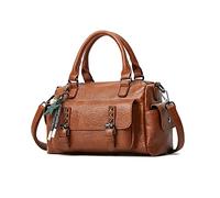 NICOLE & DORIS Sac Bandoulière Femme Sac a Main Cuir Souple Sacs Portés Epaule Rétro Sacoche Messenger Sac Crossbody Femme Sac Fourre Tout Poches Multiples Brun