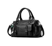 NICOLE & DORIS Sac Bandoulière Femme Sac a Main Cuir Souple Sacs Portés Epaule Rétro Sacoche Messenger Sac Crossbody Femme Sac Fourre Tout Poches Multiples Noir