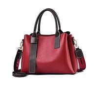 NICOLE & DORIS Sac Bandoulière Femme Sac à Main de Décontracté Cabas Sac D'épaule Tendance Sac Fourre-Tout Dame Sac de Cours PU Cuir Sac Epaule Classique Chic Vin Rouge