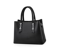NICOLE & DORIS Sac Bandoulière Femme Sac a Mains Pochette en PU Cuir Sac Élégant Sac Fourre Tout Moyen Modèle Sac avec Trois Compartiments Sac Carré Sacoche Femme Noir