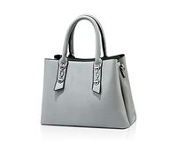NICOLE & DORIS Sac Bandoulière Femme Sac a Mains Pochette en PU Cuir Sac Élégant Sac Fourre Tout Moyen Modèle Sac avec Trois Compartiments Sac Carré Sacoche Femme, Gris, L, Élégant