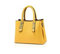 NICOLE & DORIS Sac Bandoulière Femme Sac a Mains Pochette en PU Cuir Sac Élégant Sac Fourre Tout Moyen Modèle Sac avec Trois Compartiments Sac Carré Sacoche Femme Jaune