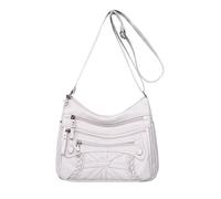 NICOLE & DORIS Sac Bandoulière pour Femme Rétro Sac a Main Multipoches Sac Messager Sacs Epaule en Cuir PU Sac Sacoche pour Le Travail Shopping Voyage Gris Clair