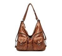 NICOLE & DORIS Sac Bandoulieres Grand Sacs à Main Portés Dos Femme Sacs Portés Epaule en PU Cuir Souple Sac Hobo Rétro Sac Shopping Sac de Voyage Travail Marron