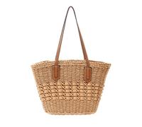 NICOLE & DORIS Sac Cabas en Paille Sac à Main Plage Grand Sac de Plage Paille Sac Fourre Tout Été Sac a Main Panier en Tricot pour Voyage Vacances Kaki