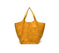 NICOLE & DORIS Sac Cabas Femme Sac de Shopping élégant Sac Fourre Tout Grand Sac à Bandoulière Classique Vintage Sac Epaule en Cuir Souple Grand Sac a Main Pliable Jaune