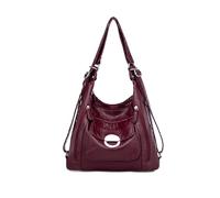 NICOLE & DORIS Sac Cabas Femme Sacs Portés Epaule Grand Sac à Main Rétro Hobo Bag Sac à Dos Bandoulieres PU Cuir Souple Sac Shopping Sac de Voyage Travail Rouge
