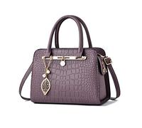 NICOLE & DORIS Sac Classique pour Femme Sacs à Main Elégant Sacs Portés Main Crocodile Sac Bandoulière PU Cuir Sac D'épaule Sac Pochette avec Pendentif Violet