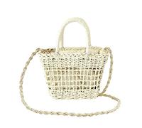 NICOLE & DORIS Sac de Plage Bandoulière Sac à Main en Paille pour Femme Sac Plage Épaule Sac Messenger Fille Sac Seau en Rotin Sac pour Les Vacances Beige
