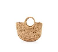 NICOLE&DORIS Sac à Main Nouvelle Femme Été Sac de Plage Poignée Sac Rotin Sac de Paille Tissé Sac à Main pour Dame Kaki