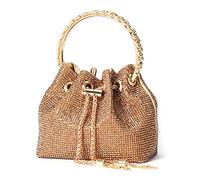 NICOLE & DORIS Sac de Soirée Femme Pochette Élégants Sac à Main Bandoulière Petit Sac Epaule en Strass Sac Seau de Soirée Sacs pour Mariage Cocktail Fête Cadeau Or