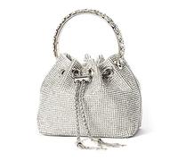NICOLE & DORIS Sac de Soirée Femme Pochette Élégants Sac à Main Bandoulière Petit Sac Epaule en Strass Sac Seau de Soirée Sacs pour Mariage Cocktail Fête Cadeau Argent