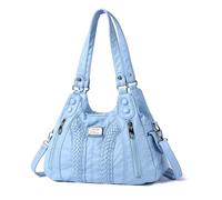 NICOLE & DORIS Sac D'épaule Femme Sac Bandoulière Grande Capacité Sac a Main Rétro PU Cuir Souple Sacs Portés Epaule Multipoches Hobo Bag pour Achats Fête École Voyage Bleu Clair