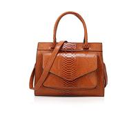 NICOLE & DORIS Sac en Cuir à Bandoulière pour Femmes - Sac Cabas Grand Format Imperméable - Crocodile Marron