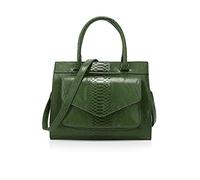 NICOLE & DORIS Sac en Cuir à Bandoulière pour Femmes - Sac Cabas Grand Format Imperméable - Vert Crocodile