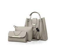 NICOLE & DORIS Sac Femme Ensemble Sac a Main et Portefeuille 3 Pcs Sac Fourre-Tout Sacs à Bandoulière PU Cuir Sac D'épaule Chaîne Set Pochettes Clutches Gris