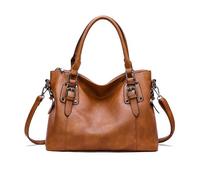 NICOLE & DORIS Sac Fourre Tout Femme Grand Sac a Main Rétro Sac Cabas Bandoulière en Cuir Souple PU Sacs Portés Epaule Hobo Bag pour le Travail Shopping Voyage Marron