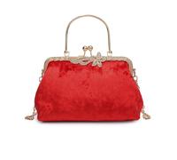 NICOLE & DORIS Sac Pochette Femme Sac à Main Kiss Lock Sac de Soiree Élégants Sac Cartable Chaine Sac Luxe Sacs pour Mariage Cocktail Fête Cadeau Rouge
