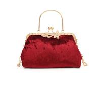 NICOLE & DORIS Sac Pochette Femme Sac à Main Kiss Lock Sac de Soiree Élégants Sac Cartable Chaine Sac Luxe Sacs pour Mariage Cocktail Fête Cadeau Bourgogne