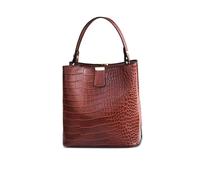 NICOLE & DORIS Sac Seau Femme Petit Sac a Main Crocodile Sac Bandouliere Chic Mini Sac Epaule PU Cuir Sacs Besace Pochette pour les Voyages, Shopping, Travail Marron Foncé
