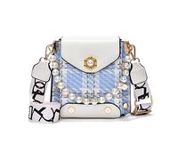 NICOLE & DORIS Sac Téléphone Portable Femme Bandoulière Mignon Mini Epaule en PU Cuir Pochette à Main Petite Fille Crossbody Bleu